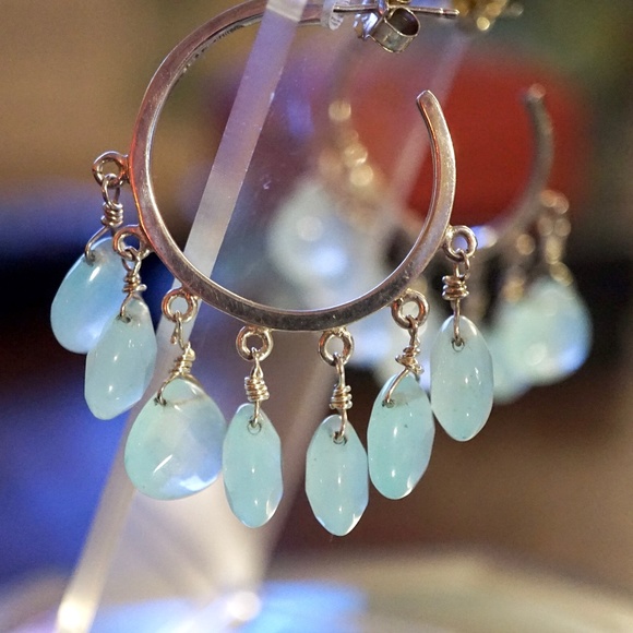 Sterling 20ct Genuine Aquamarine Earrings - Picture 3 of 8